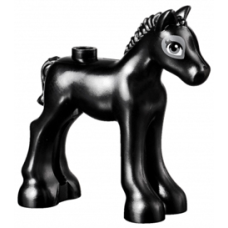 LEGO 11241pb03 Horse, Friends, Foal with Dark Bluish Gray and White Eyes with 2 Eyelashes Pattern, 34043pb03 (losse dieren 2-17)