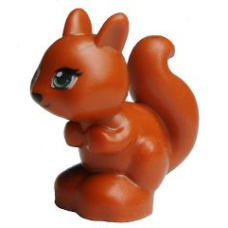 LEGO 11568pb01 Dark Orange Squirrel, Eenkhoorn Friends / Elves with Black, Green and White Eyes and Black Eyelashes, Nose and Mouth Pattern (losse dieren 1-16)