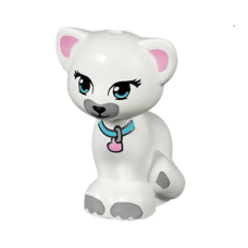 LEGO 11602pb02 Cat, Friends / Elves, Sitting with Medium Azure Eyes and Collar with Bright Pink Heart Tag, Black Nose and Light Bluish Gray Patches Pattern (Jewel) (losse dieren 2-21)