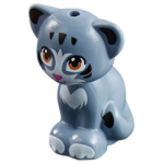 LEGO 11602pb04 Sand Blue Cat, Friends / Elves, Sitting with Medium Nougat Eyes, Dark Pink Nose and Black and White Patches Pattern (Chico)(losse dieren 1-18)*P