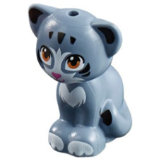 LEGO 11602pb04 Sand Blue Cat, Friends / Elves, Sitting with Medium Nougat Eyes, Dark Pink Nose and Black and White Patches Pattern (Chico)(losse dieren 1-18)*P