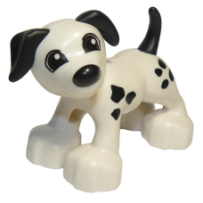DUPLO 1396pb03 Duplo Dog with Reddish Brown Eyes and Black Ears, Nose, Tail, and Spots Pattern