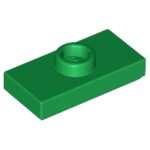 LEGO 15573 Green Plate, Modified 1 x 2 with 1 Stud with Groove and Bottom Stud Holder (Jumper), 78823 (losse stenen 1-24)*