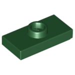 LEGO 15573 Dark Green Plate, Modified 1 x 2 with 1 Stud with Groove and Bottom Stud Holder (Jumper) (losse stenen 2-28)*P
