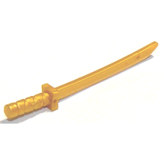 LEGO 21459 Pearl Gold  Minifigure, Weapon Sword, Shamshir/Katana (Square Guard) with Capped Pommel and Holes in Crossguard and Blade (losse stenen 5-2)*P