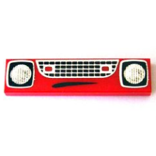 LEGO 2431pb168 Red Tile 1 x 4 with Mouth, Grille and Headlights Pattern 