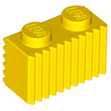 LEGO 2877 Yellow Brick, Modified 1 x 2 with Grille / Fluted Profile (losse stenen 19-8)*P