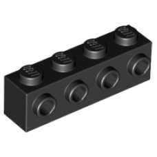 LEGO 30414 Black Brick, Modified 1 x 4 with Studs on Side (losse stenen 18-8) *P