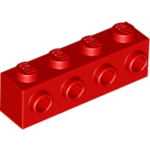 LEGO 30414 Red Brick, Modified 1 x 4 with 4 Studs on 1 Side*