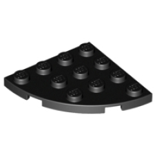 LEGO 3065 Black Plate, Round Corner 4 x 4 *P