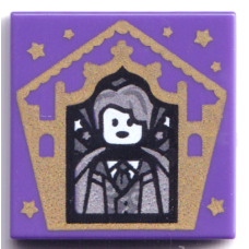 LEGO 3068bpb1747 Donker Paars Tile 2 x 2 with Groove with Chocolate Frog Card Gilderoy Lockhart Pattern (losse stenen 13-15)*