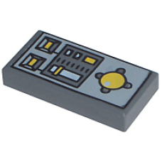 LEGO 3069bpc1 Dark Bluish Gray  Tile 1 x 2 with Groove with Vehicle Control Panel Pattern (losse stenen 4-5)*P