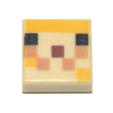 LEGO 3070bpb183 Tan  Tile 1 x 1 with Groove with Pixelated Black, Bright Light Orange, Medium Nougat, and Reddish Brown Squares Pattern (Minecraft Pufferfish Fry Face) (losse stenen 38-9)*P