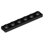 LEGO 3666 Black Plate 1 x 6 (losse stenen 21-12)*P