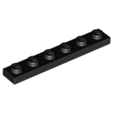 LEGO 3666 Black Plate 1 x 6 (losse stenen 21-12)*P