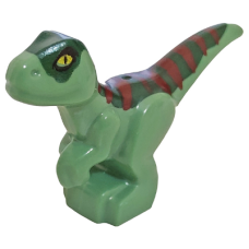 LEGO 37829pb09 Dinosaur Baby Standing met donkergroene rug, donkerrode strepen en geel ogenpatroon (losse dieren 1-20)*