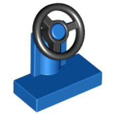 LEGO 3829c01 Blue Vehicle, Steering Stand 1 x 2 with Black Steering Wheel (losse stenen 13-12) *