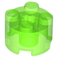 LEGO 3941 Trans Bright Green Brick, Round 2 x 2 with Axle Hole, 6116, 6143, 39223 (losse stenen 34-2)*P