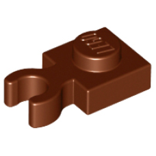LEGO 4085d Reddish Brown Plate, Modified 1 x 1 with Open O Clip Thick (Vertical Grip),44860, 60897, 93793 (losse stenen 3-24) (210623)*