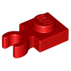 LEGO 4085d Red Plate, Modified 1 x 1 with Open O Clip Thick (Vertical Grip), 44860, 60897, 93793 (losse stenen 25-11)*P