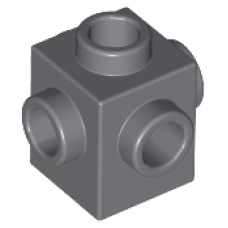 LEGO 4733 Dark Bluish Gray Brick, Modified 1 x 1 with Studs on 4 Sides*