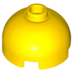 LEGO 553c Yellow Brick, Round 2 x 2 Dome Top - Hollow Stud with Bottom Axle Holder x Shape + Orientation, 18841, 30367, 40528 (losse stenen 6-3)*
