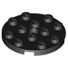 LEGO 60474 Black Plate, Round 4 x 4 with Hole (losse stenen 2-2) *