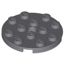 LEGO 60474 Dark Bluish Gray Plate, Round 4 x 4 with Hole*