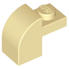 LEGO 6091 Tan Slope, Curved 2 x 1 x 1 1/3 with Recessed Stud, 32807 (losse stenen 22-12)