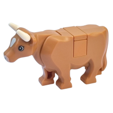 LEGO 64452pb01c03 Koe met Hoorns Medium Nougat Cow Body with Light Nougat Muzzle and White Spot on Head Pattern (plank)