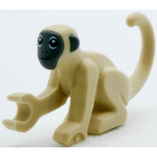 LEGO 77864pb02 Tan Monkey with Molded Dark Bluish Gray Face and Ears, Printed Black Eyes, Nostrils, and Mouth Pattern (losse dieren 2-7)*