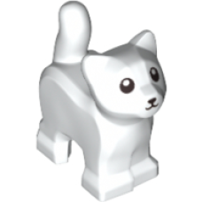 LEGO 80686pb01 White Cat, Baby Kitten, Standing with Black Mouth, Nose, and Eyes Pattern (losse dieren 1-3)