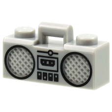 LEGO 93221pb03 Light Bluish Gray Minifigure, Utensil Radio Boom Box with Bar Handle with Black Cassette Player, Switches and Rimmed Speakers Pattern (losse stenen 25-23)*P