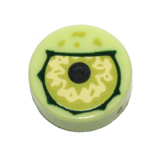 LEGO 98138pb109 Yellowish Green Tile, Round 1 x 1 with Lime Eye with Black Pupil Partially Closed Pattern (losse stenen 10-15) (280623)*
