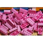 LEGO Blokje ROZE Graveren met Naam en Ingekleurd 