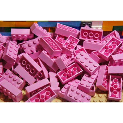 snijden Zich voorstellen afgewerkt Lego blokje roze graveren met naam en ingekleurd