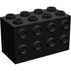LEGO 2434 Black Brick, Modified 2 x 4 x 2 with Studs on Sides (losse stenen 2-27)*