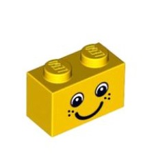 LEGO 3004pb085 Yellow Brick 1 x 2 with Eyes and Freckles and Smile Pattern/steen 1 x 2 met oogjes sproeten lachend gezicht *