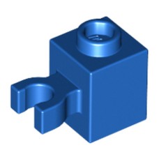 LEGO 30241b Blue Brick, Modified 1 x 1 with Clip Vertical (open O clip) - Hollow Stud/*