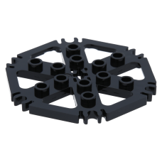 LEGO 64566 Black Technic, Plate Rotor 6 Blade with Clip Ends Connected (Water Wheel)*