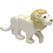 LEGO bb0787c04pb01 White Cat, Large (Lion) with Tan Mane, Bright Light Blue Eyes and Nougat Nose Pattern (losse dieren 1-4)*