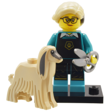 LEGO 71045 Col25-12 Hondentrimster met Hond (Complete Set met Accessoires)