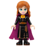 LEGO dis126 Disney Minifiguur Anna - Zwarte jurk, magenta en donkerpaarse cape, smalle glimlach (losse Minifiguren 2-13)