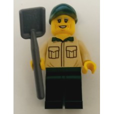 LEGO cty1353 Park Worker, Male with Tan Shirt with Pockets, Dark Green Legs and Cap and Spade (losse minifiguren 1-14) *P