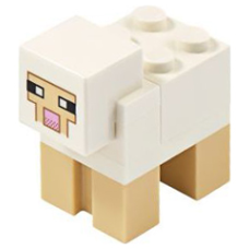 LEGO minesheep07 Minecraft Sheep, White, Brick 2 x 2 on Back - Brick Built (plank links) (090623)*
