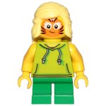 LEGO cty1014 Girl, Lime Hoodie, Green Short Legs, Orange Cat Face Paint (Minifiguren 1-5)