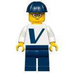 LEGO twn365 Male with Vestas Logo on Torso, Dark Blue Legs, Dark Blue Construction Helmet, Glasses Vestas windmolen monteur 10268 (minifiguren 2-10)*