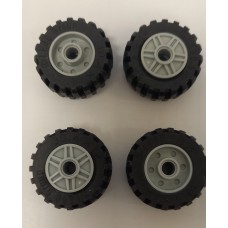 LEGO 76946 Black Tire 30.4 x 14 Offset Tread - Band Around Center of Tread/Light Bluish Gray Wheell 18mm D. x 14mm with Pin Hole, Fake Bolts and Shallow Spokes, 55981, 92402 *P