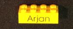 LEGO Blokje GEEL Graveren met Naam en Ingekleurd