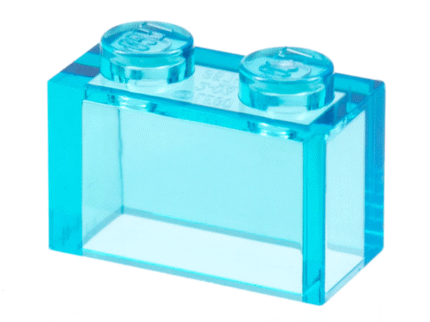LEGO 3065 Trans Light Blue Brick 1 x 2 without Bottom Tube, 35743 (losse stenen 46-18)**
